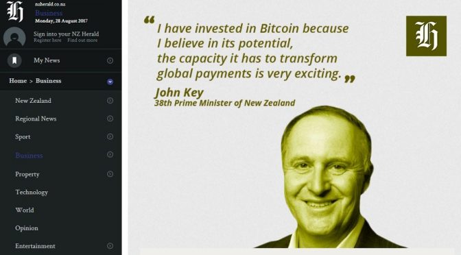 Fake news article on John Key investing in BitCoin