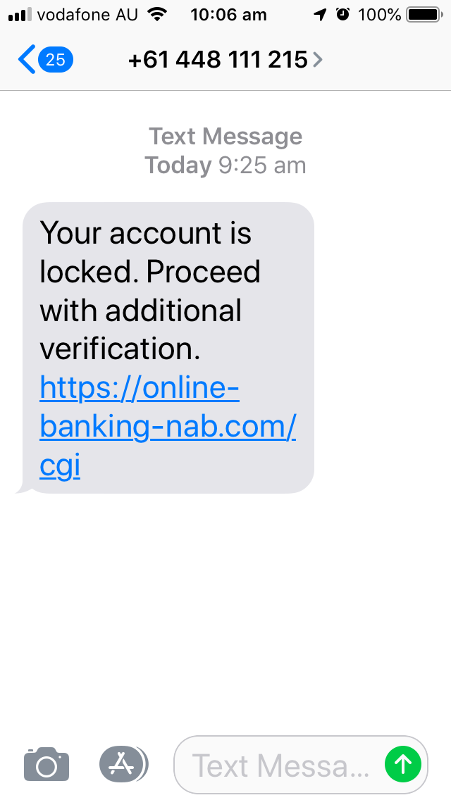 Scam NAB phishing SMS
